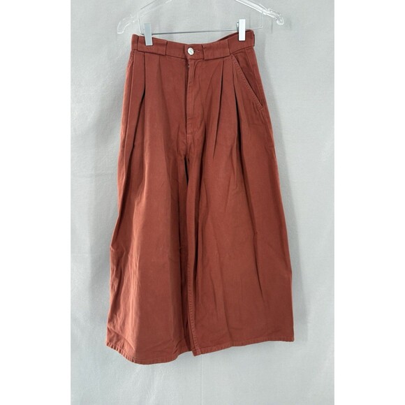 Rachel Comey sz 00 Pants Wide Leg High Rise Pleated 100% Cotton Terracotta USA - Picture 1 of 8